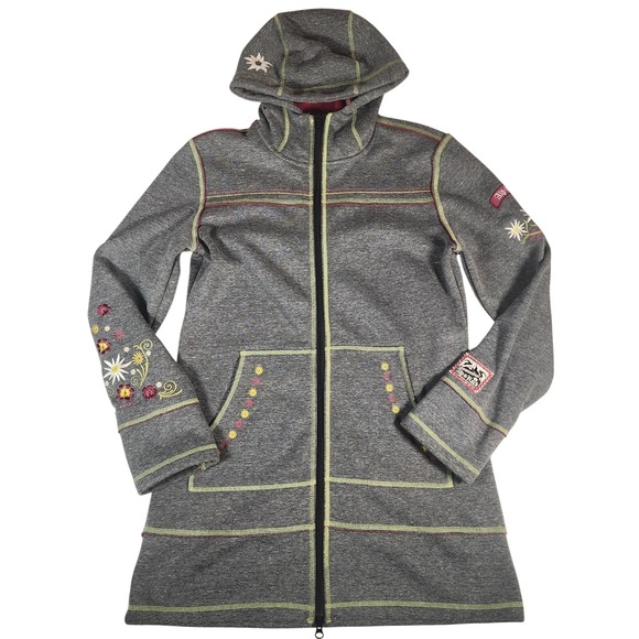 Alp-n-Rock Gray Embroidered Floral Full‎ Zip Hooded Jacket Coat Womens 3 - Picture 1 of 16